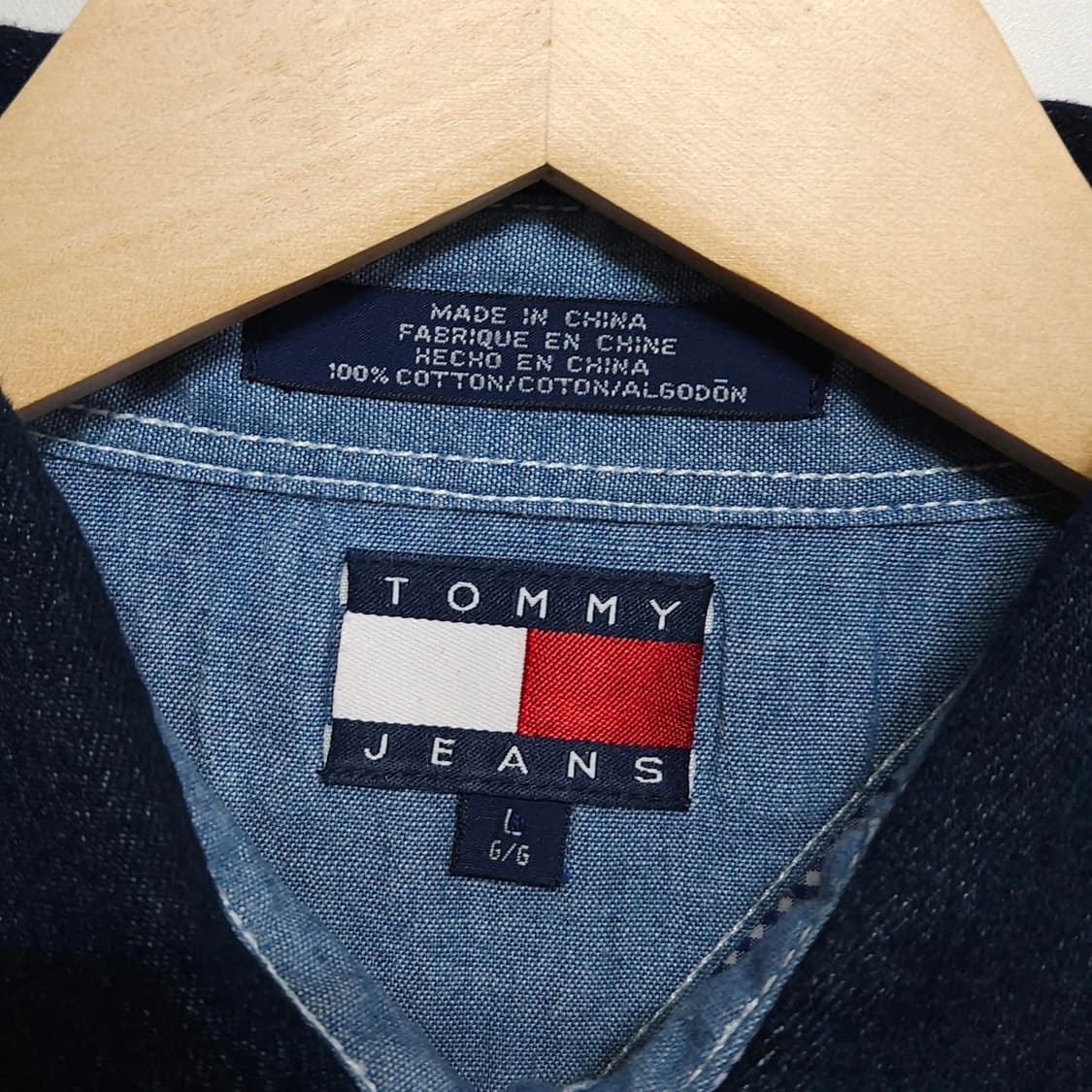 105~110)TOMMY 타미 데님카라 체크 반팔 셔츠 상품이미지6