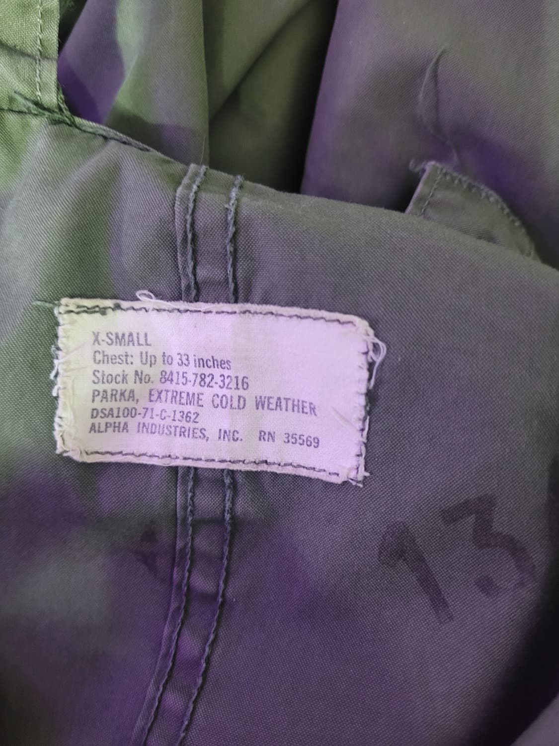 미군 오리지널 m65 피쉬테일 1세대 은지퍼 개파카 알파 인더스트리 xs 상품이미지3