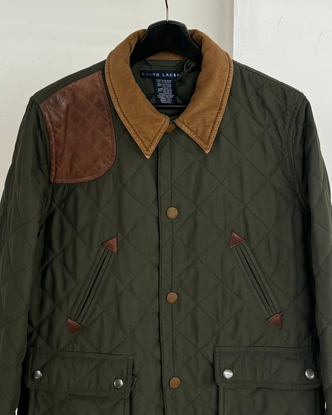 랄프 로렌 카키 가죽 숄더 패치 퀄팅 자켓 상품이미지2