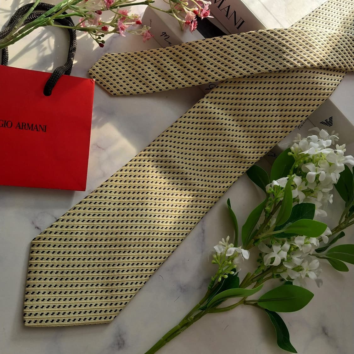 조르지오 아르마니 레몬 패턴 넥타이 9.9cm A+등급 K1870 상품이미지4