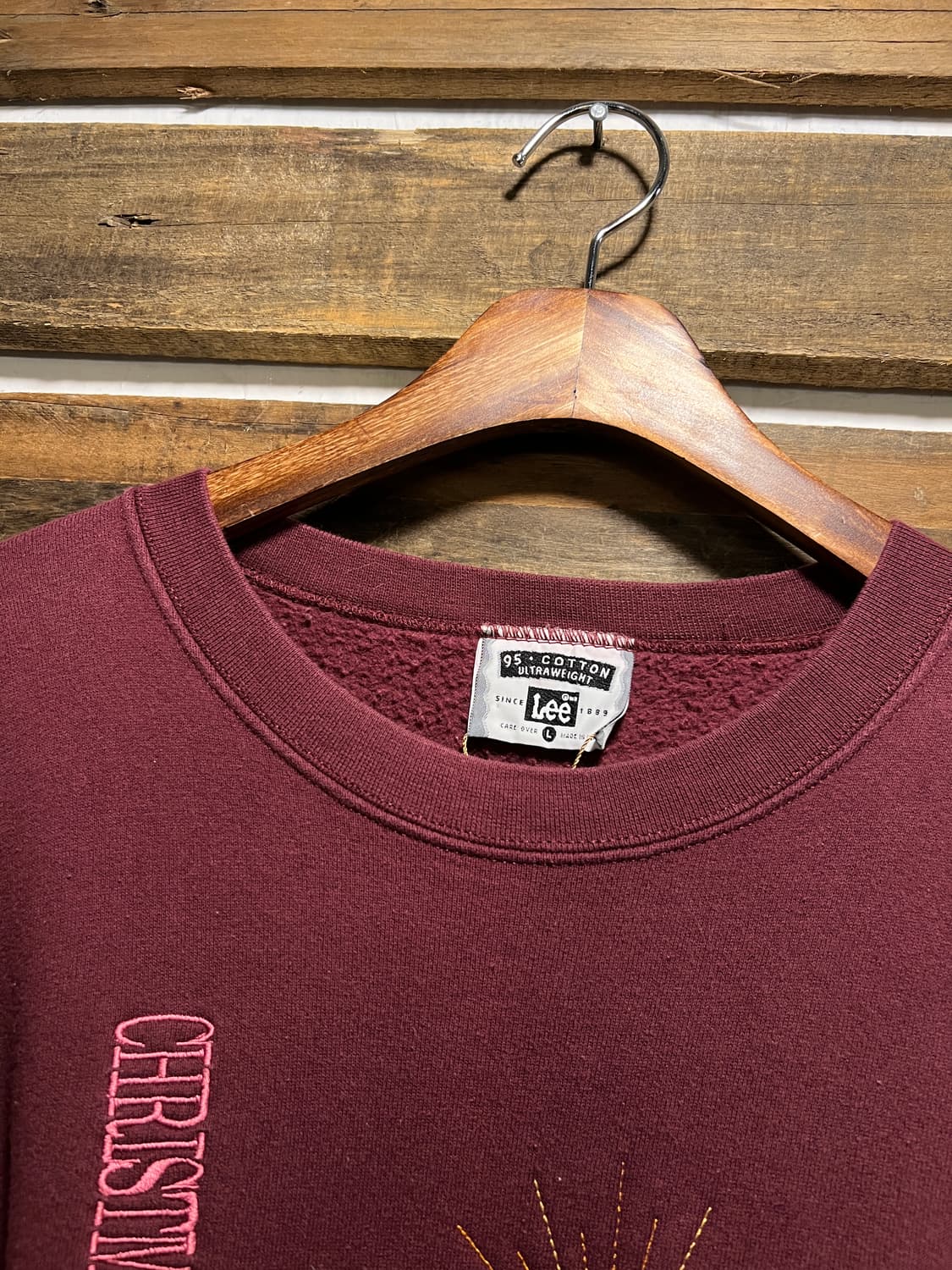 [L]90's Lee Made in USA 마운틴 스키 버건디 스웻셔츠 상품이미지2