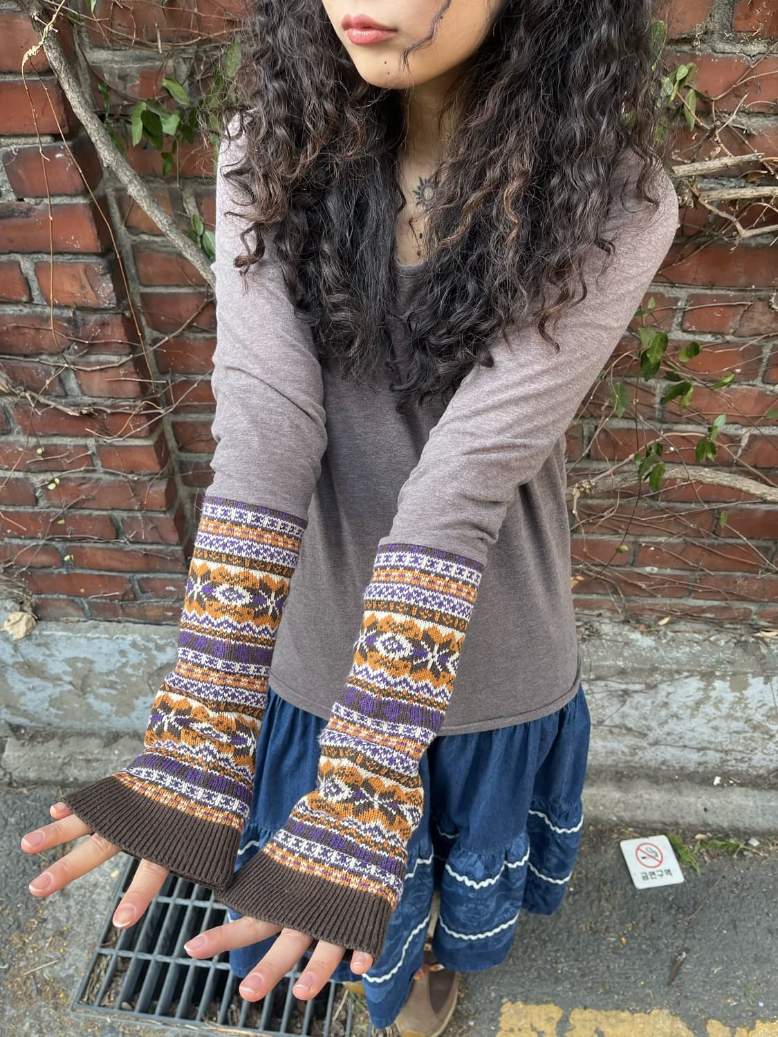 눈꽃 패턴 니트 소매 롱슬리브 상품이미지2