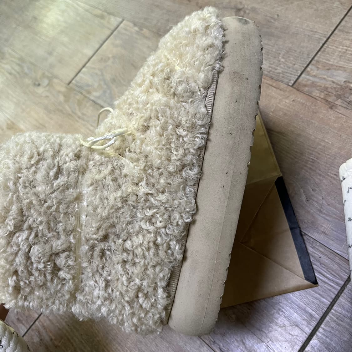 (250) 락피쉬 컬리 퍼 부츠 숏 베이지 상품이미지8