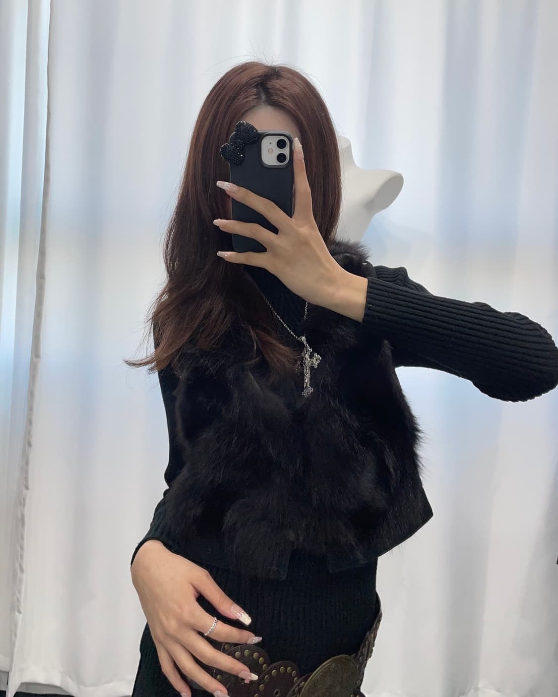 🎸블랙 스터드 퍼 베스트🎸 상품이미지3