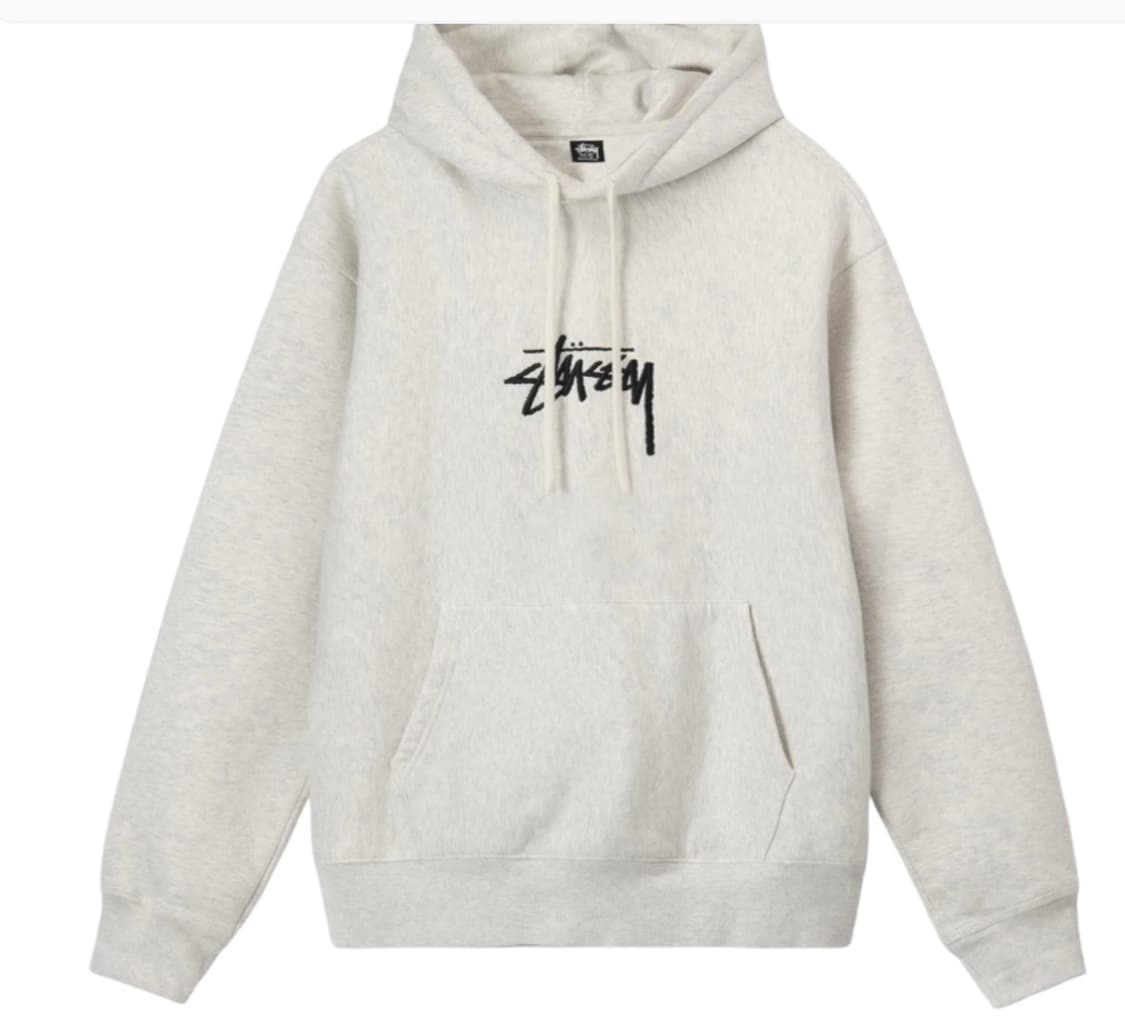 스투시 아플리케 애쉬 헤더 블랙 후드티 상품이미지1