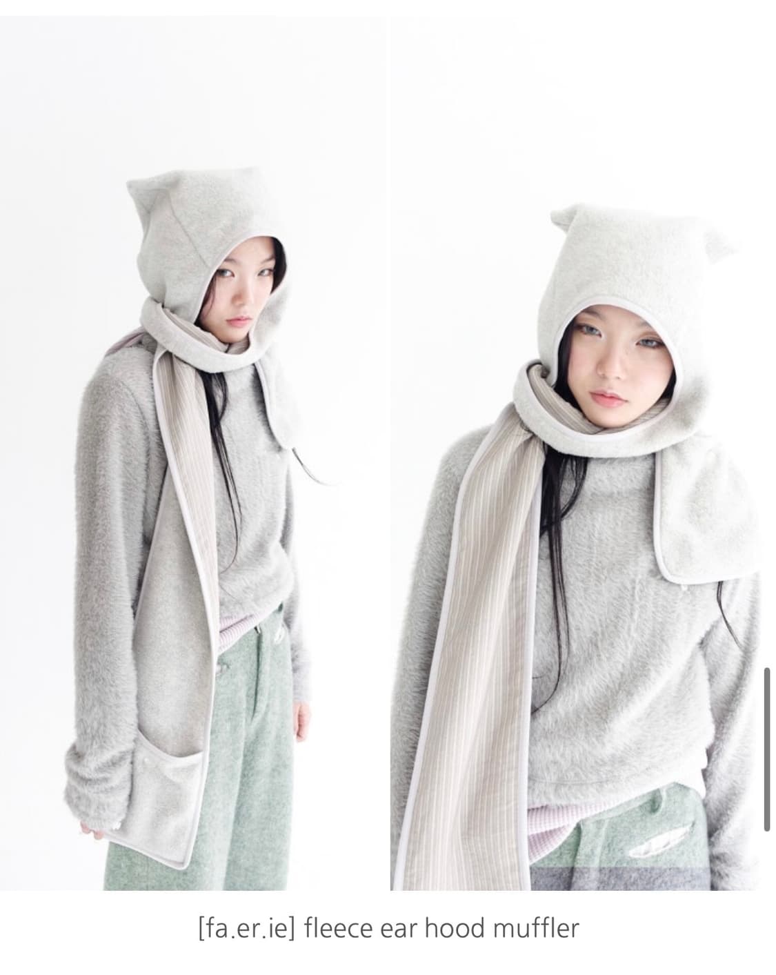 샵페어리 고양이 후드 머플러 그레이 상품이미지1