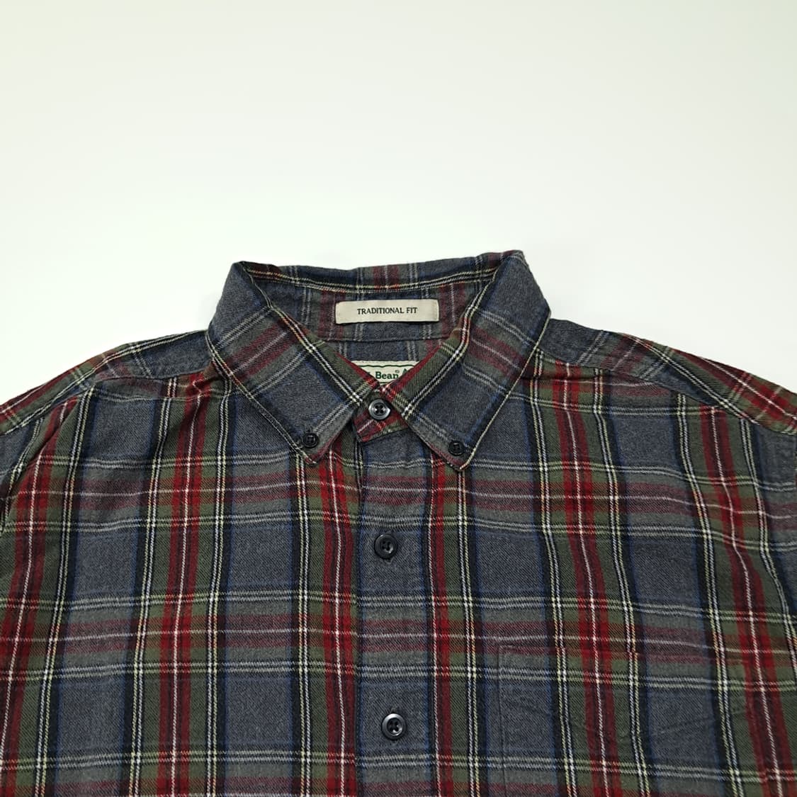 CL103 M 엘엘빈 트래디셔널 핏 그레이 & 레드 타탄 체크 플란넬  상품이미지2