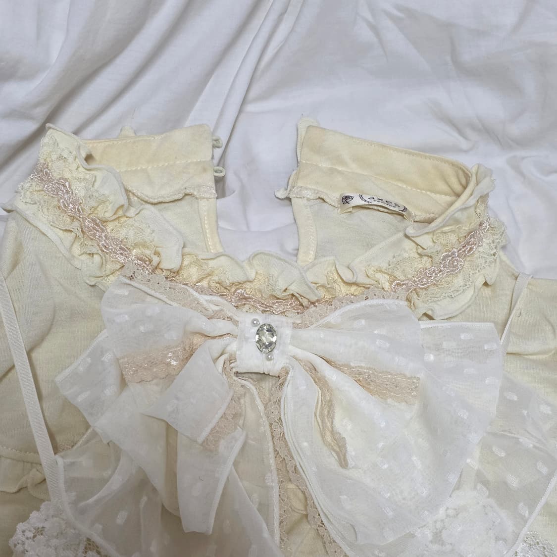 빈티지 엑시즈팜 리본 로걀탑 레이스 베스트 세트 상품이미지7