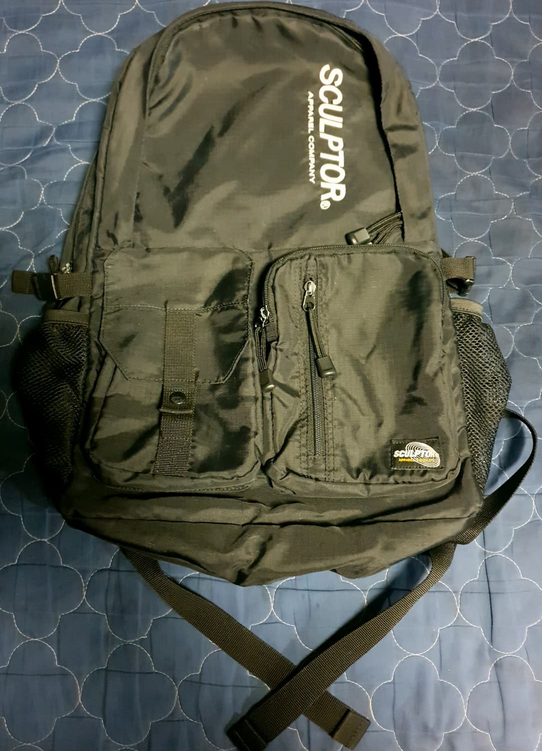 (단종매물) 스컬프터 멀티 더블포켓 나일론 스트릿 백팩 블랙 상품이미지1