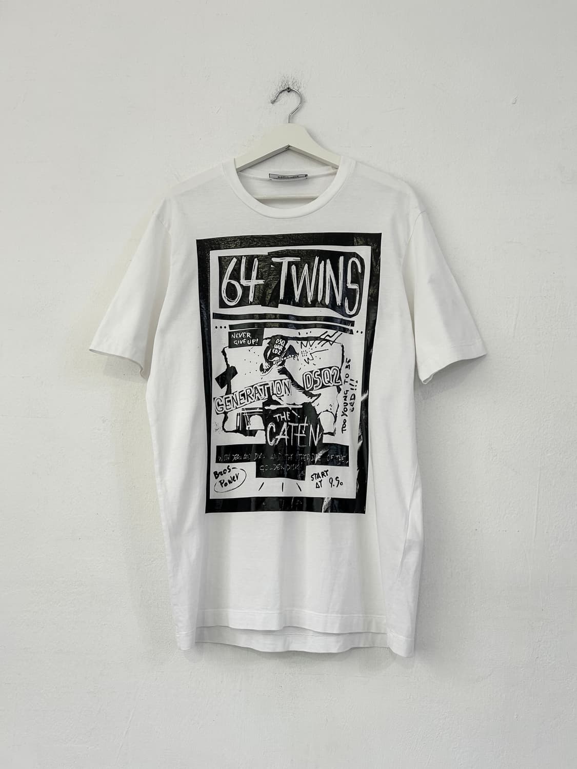 디스퀘어드 64 Twins 실크 그래픽 반팔 화이트 상품이미지4