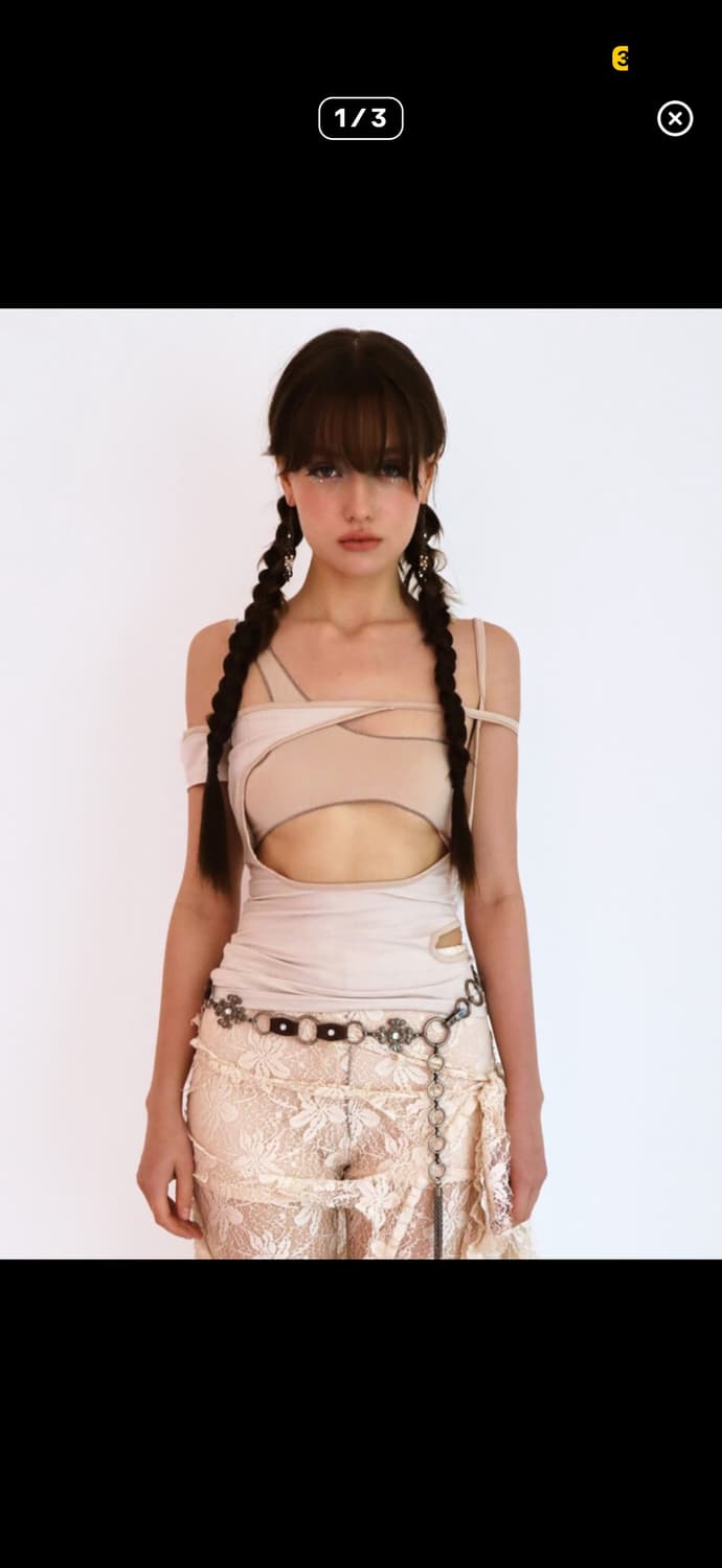 시오서울 sio seoul 컷아웃 탑 베이지 상품이미지1