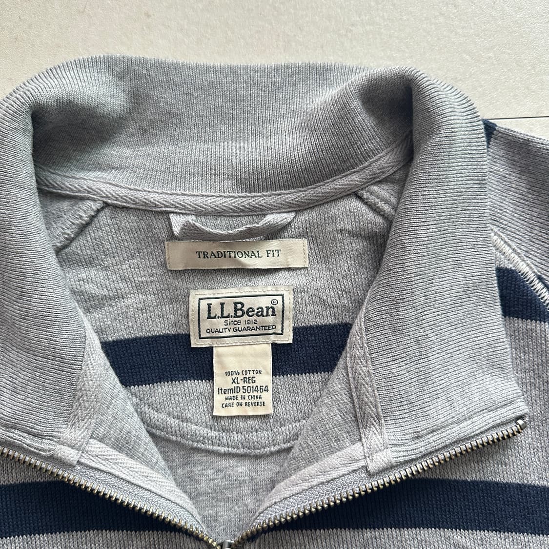 엘엘빈 코튼 하프집업 스트라이프 니트 XL 상품이미지2