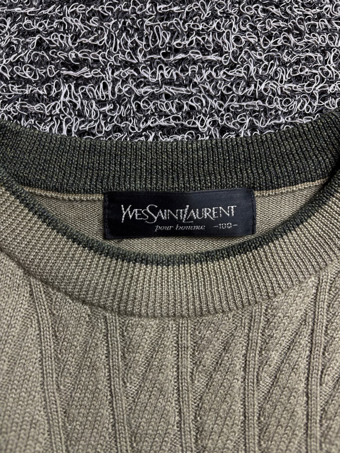 90s YSL 입생로랑 케이블 울 니트 카키 그런지 2259 상품이미지3
