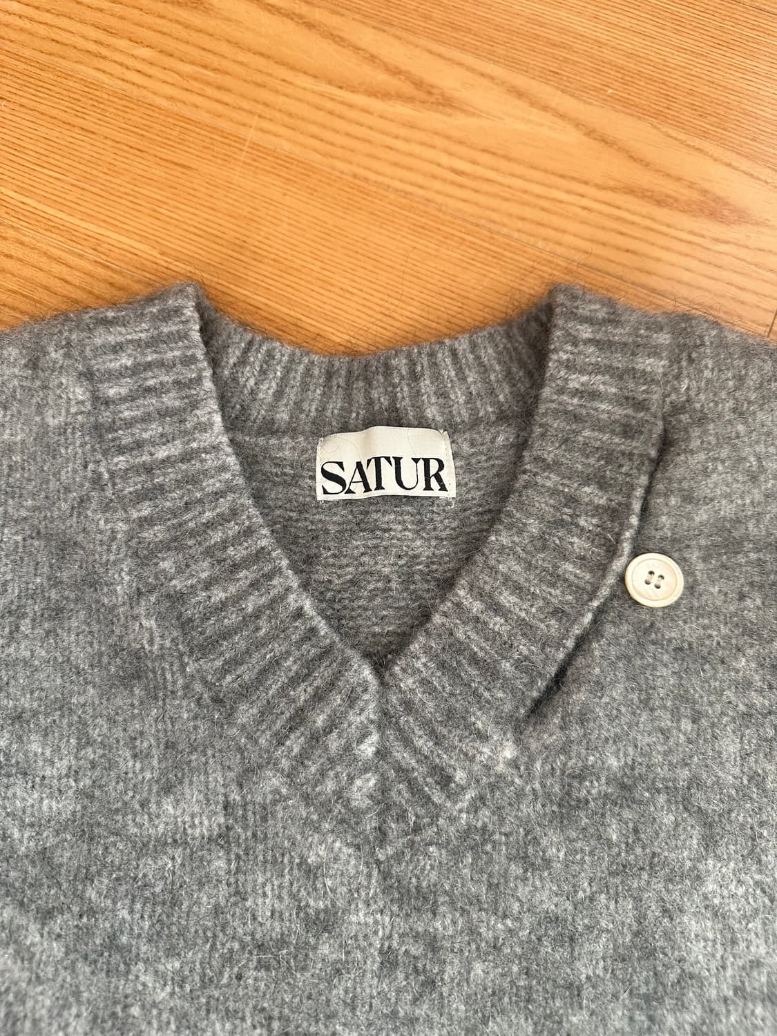 SATUR 에센 투 톤 모헤어 블렌드 니트 멜란지 그레이 WM 상품이미지5