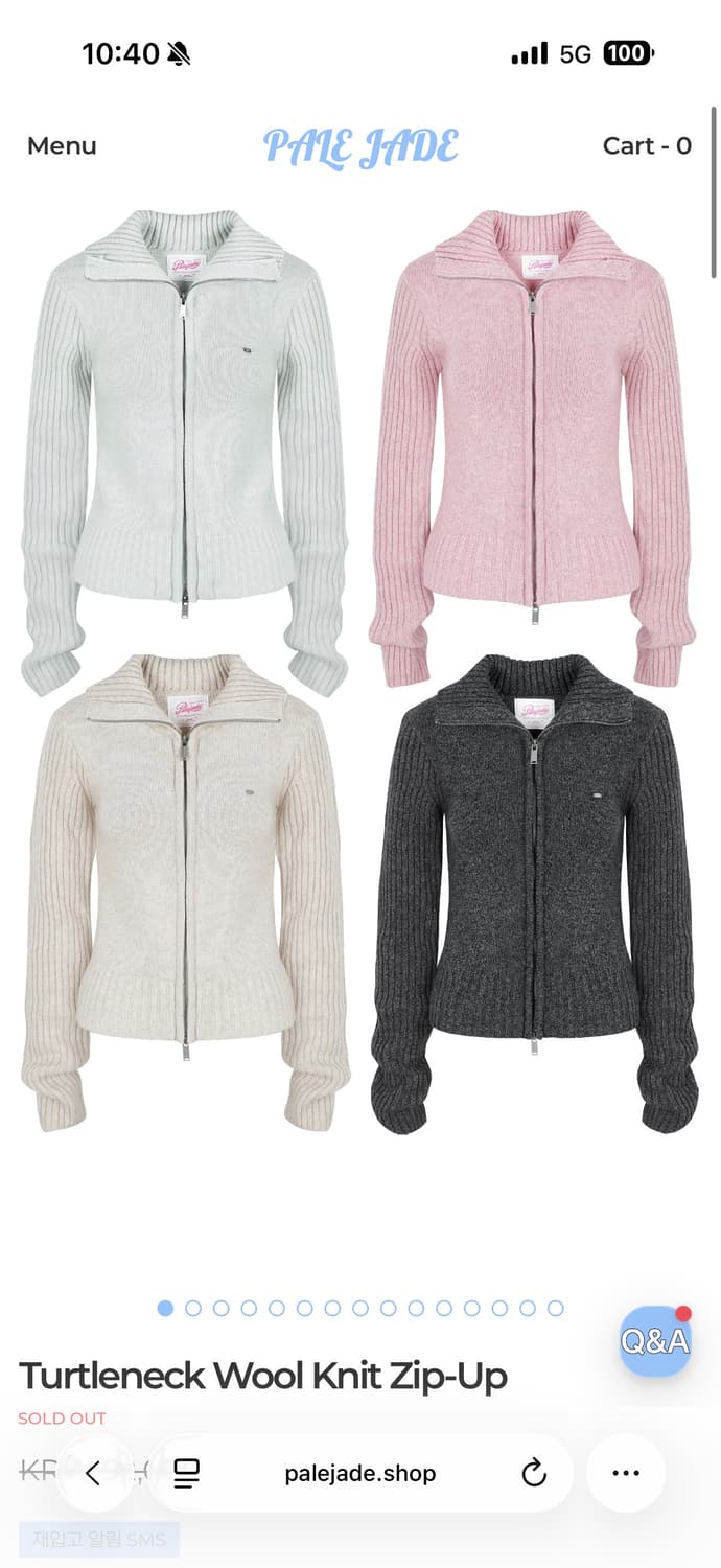 페일제이드 터틀넥 울 니트 집업 핑크 상품이미지4