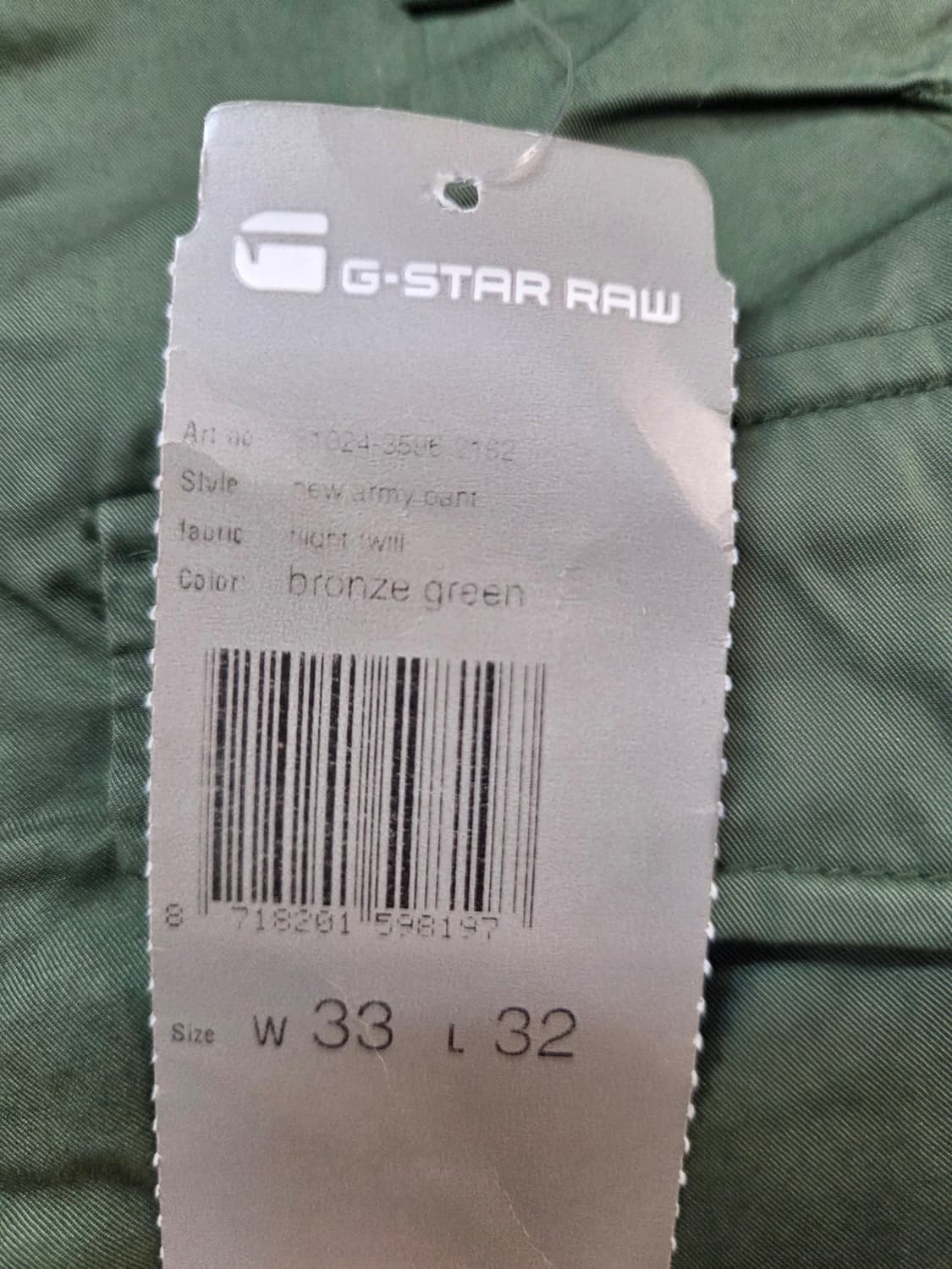 G-STAR 카키색 카고 바지(W33/L32)남여공용 상품이미지6