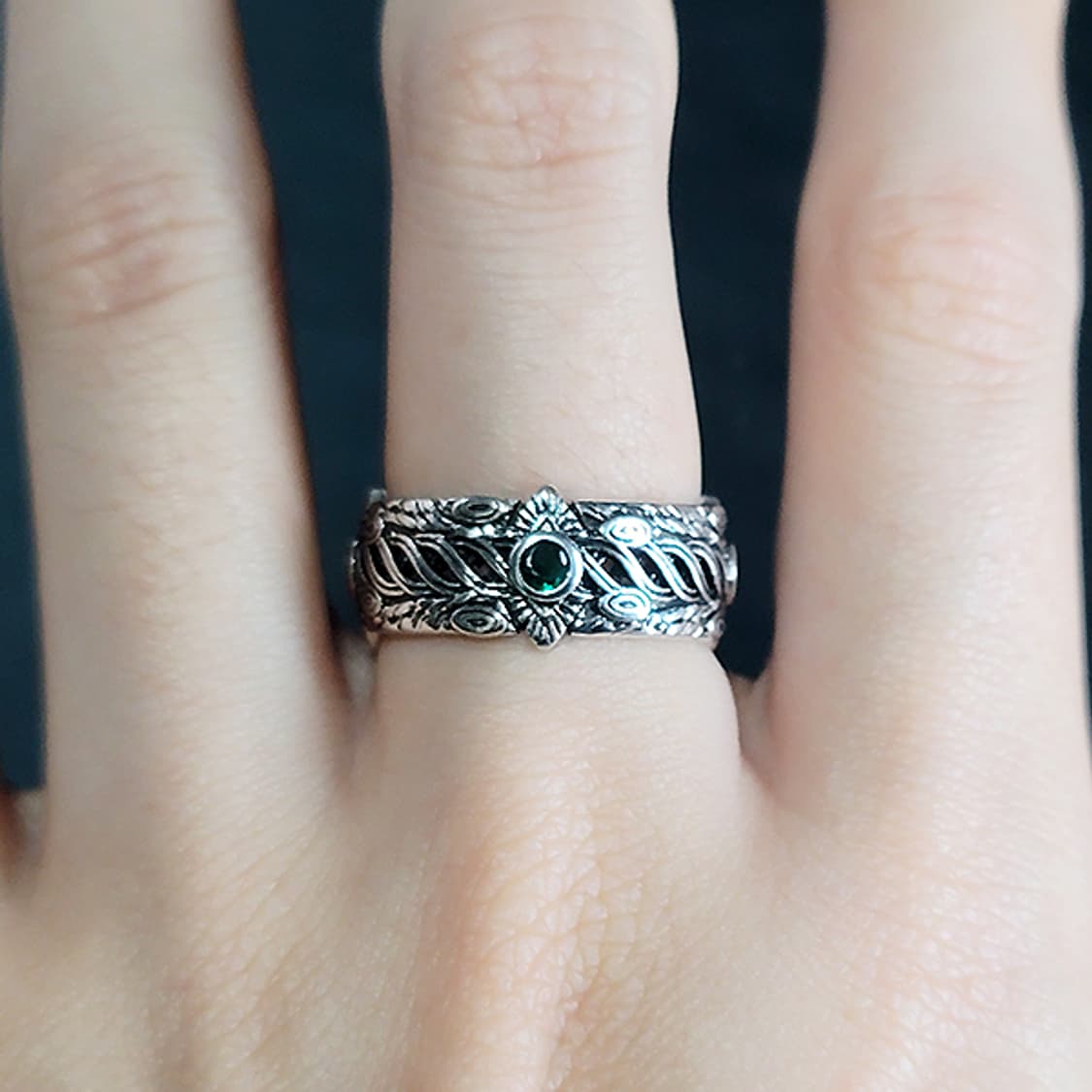 Axiom 백동 남자 엔틱 빈티지 명품 신화 고딕 에메랄드 반지 상품이미지6