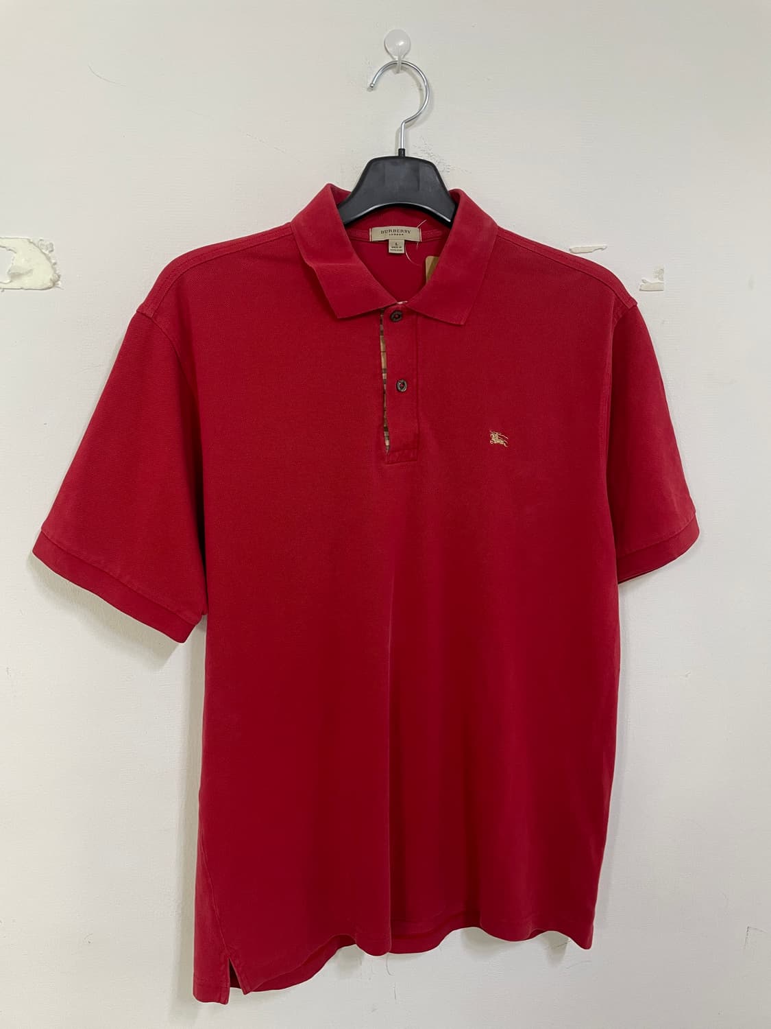 버버리 레드 반팔 폴로 티셔츠 상품이미지1