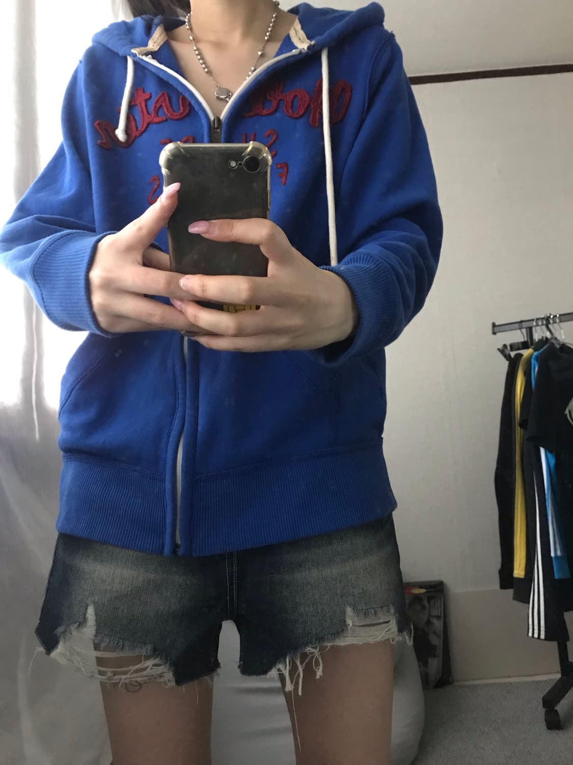 홀리스터 블루 버건디 후드집업 상품이미지3
