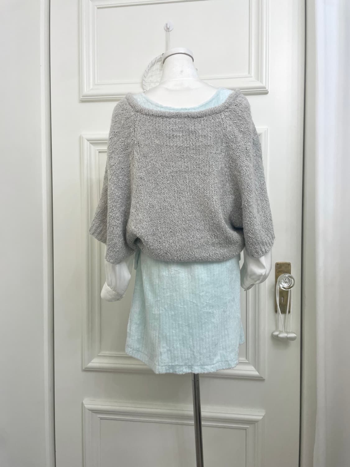 sheergray boucle one-button cape cardiga 상품이미지4