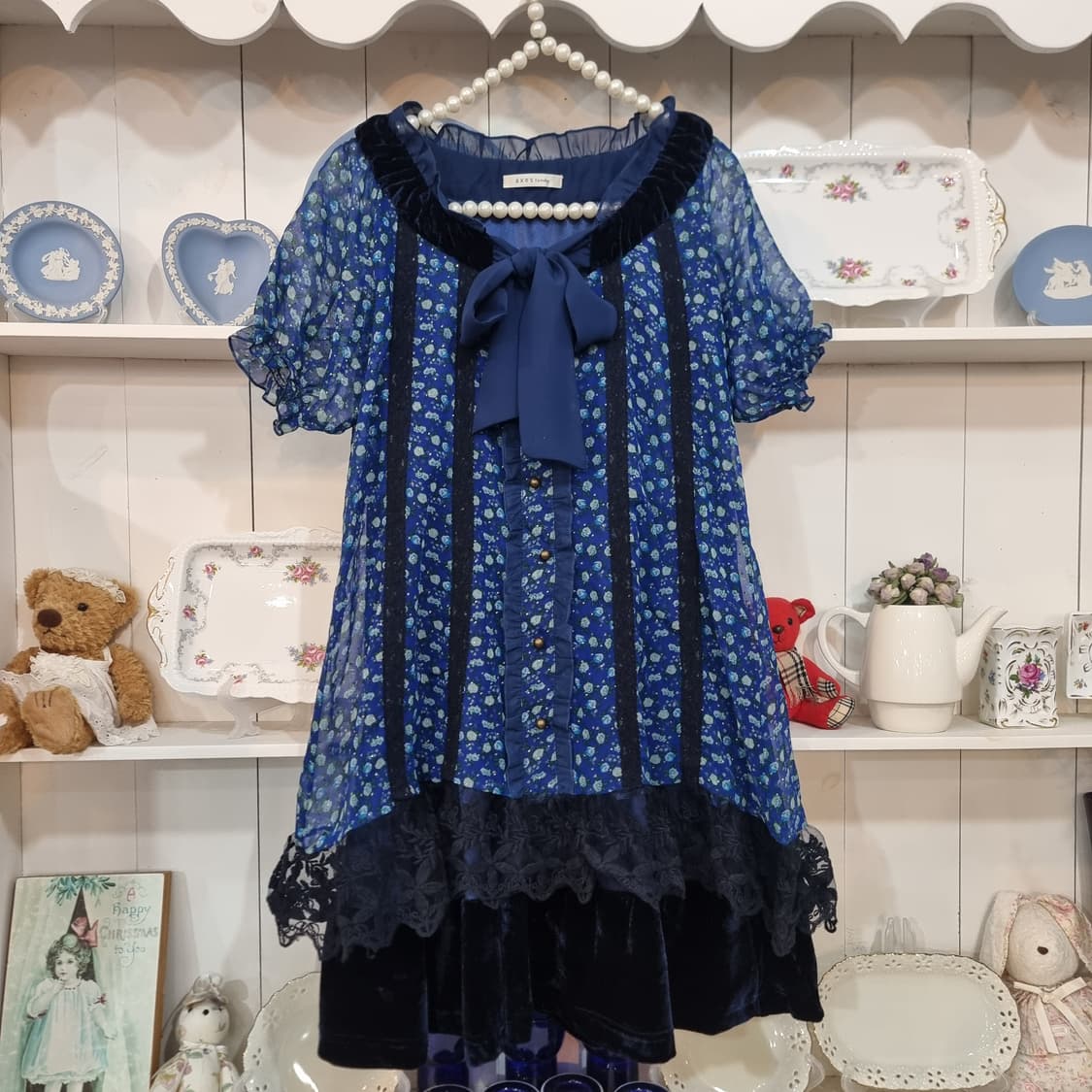 엑시즈팜(axes femme) 딥네이비 플로럴  원피스 상품이미지1