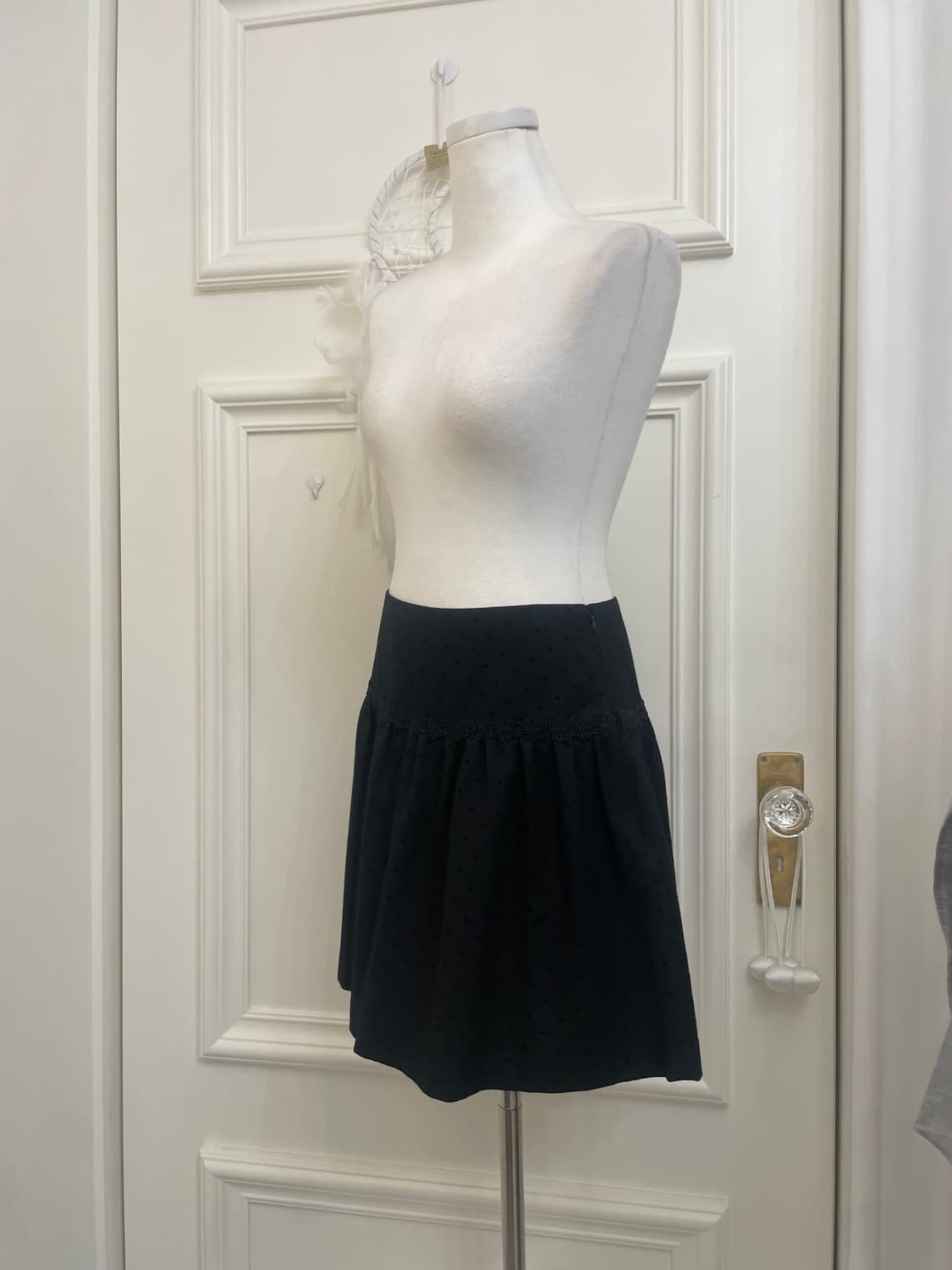 black dot lace point shirring mini skirt 상품이미지2