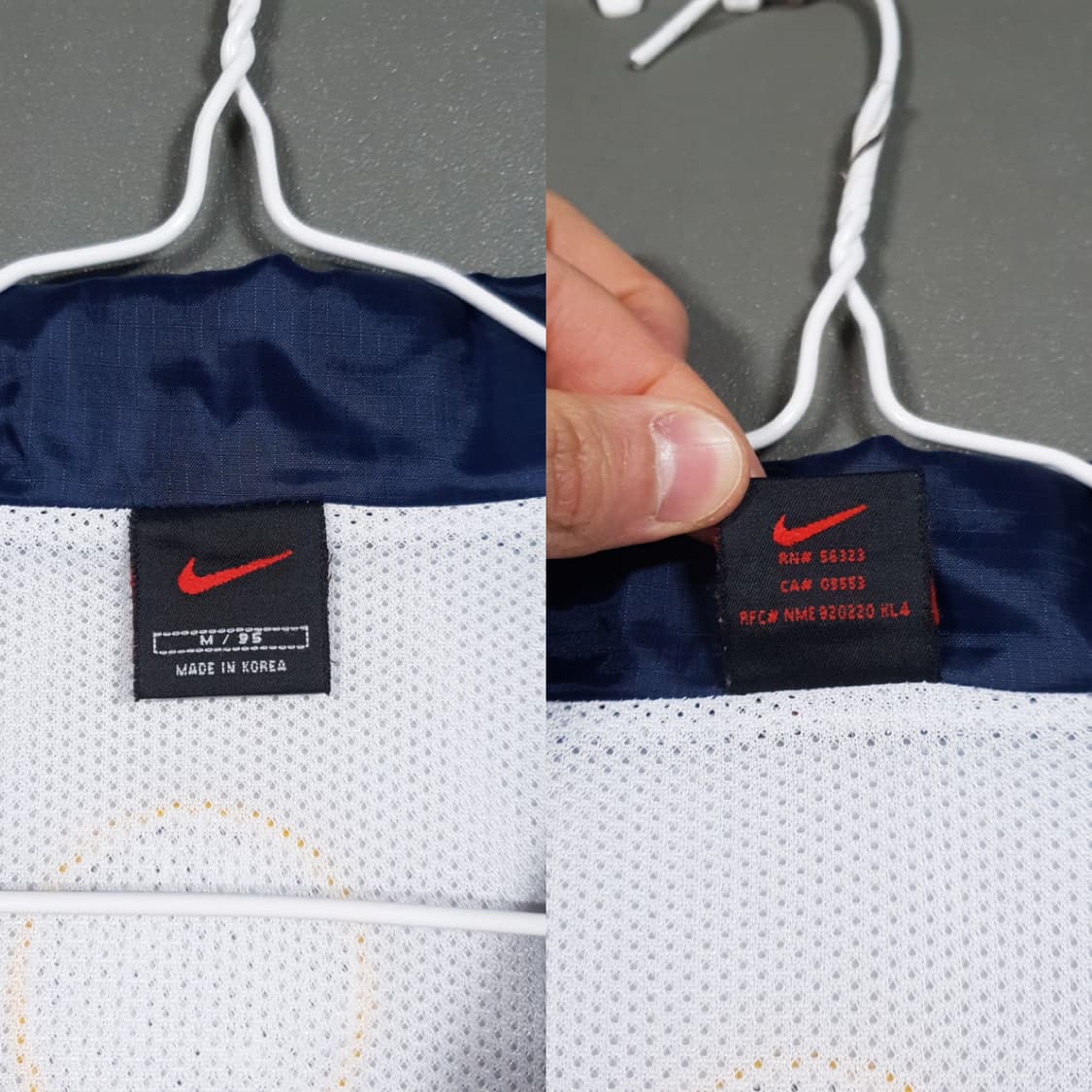 실측 XL 나이키 90s 희귀 스우시 올드스쿨 화이트네이비 바람막이 자켓 상품이미지9