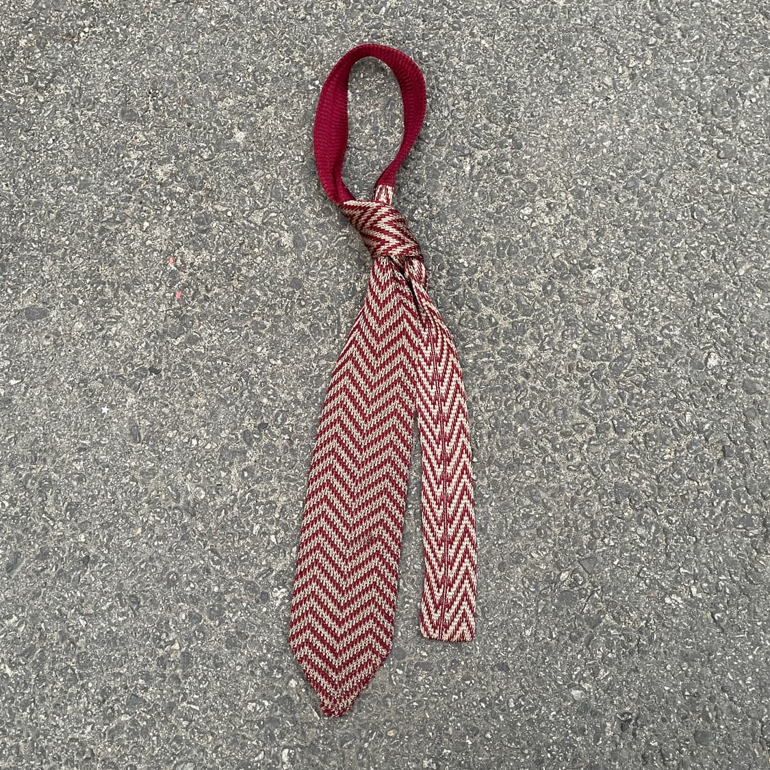 90s 입생로랑 YSL 니트 넥타이 버건디 헤링본 넥타이 상품이미지7