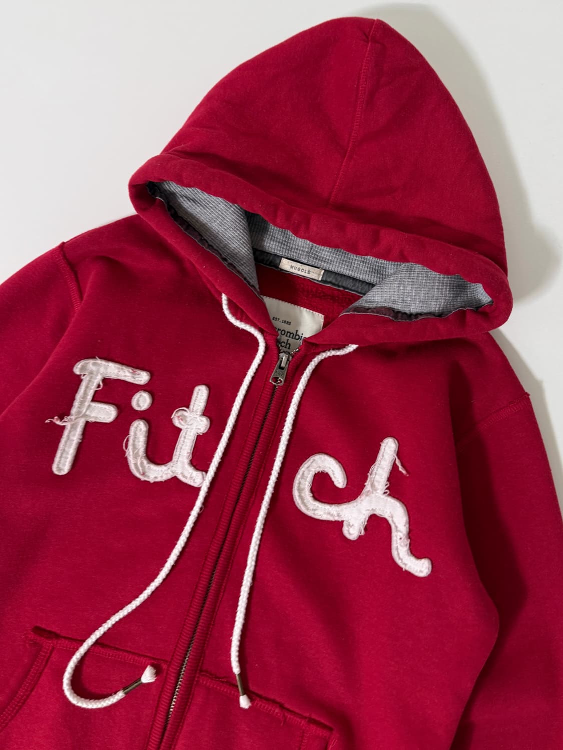 아베크롬비 00‘s 딥레드 패치로고 스웻 후드집업 상품이미지2