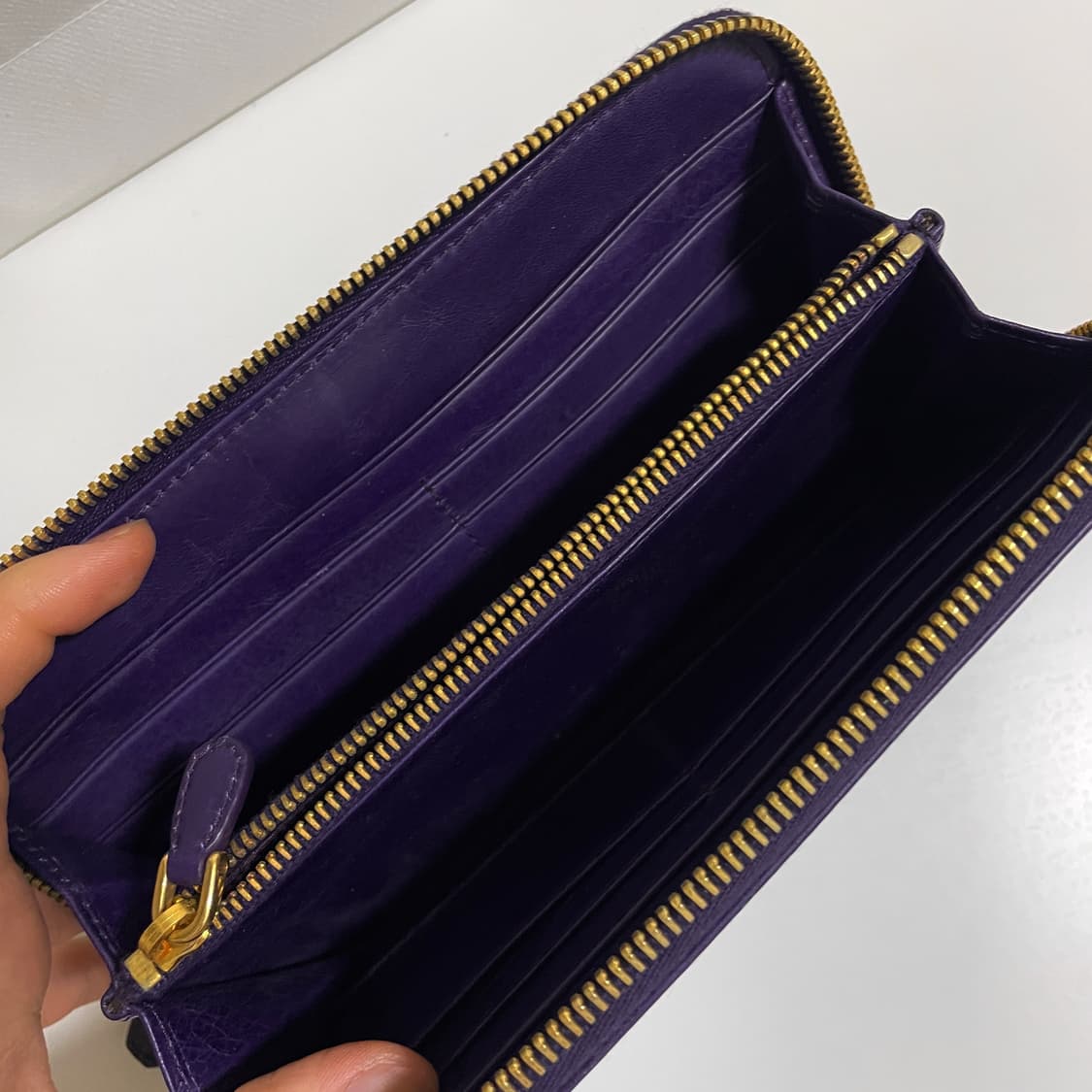 [정품/미사용] 프라다 빈티지 장지갑 퍼플 보라색 가지색 상품이미지4