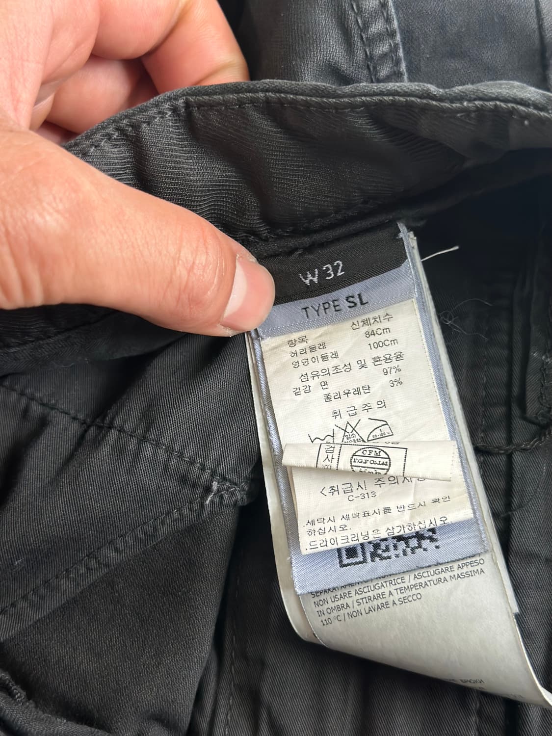 2020 년씩 스톤아일랜드 블랙 카고 팬츠 W32 백화점 수입택 상품이미지7