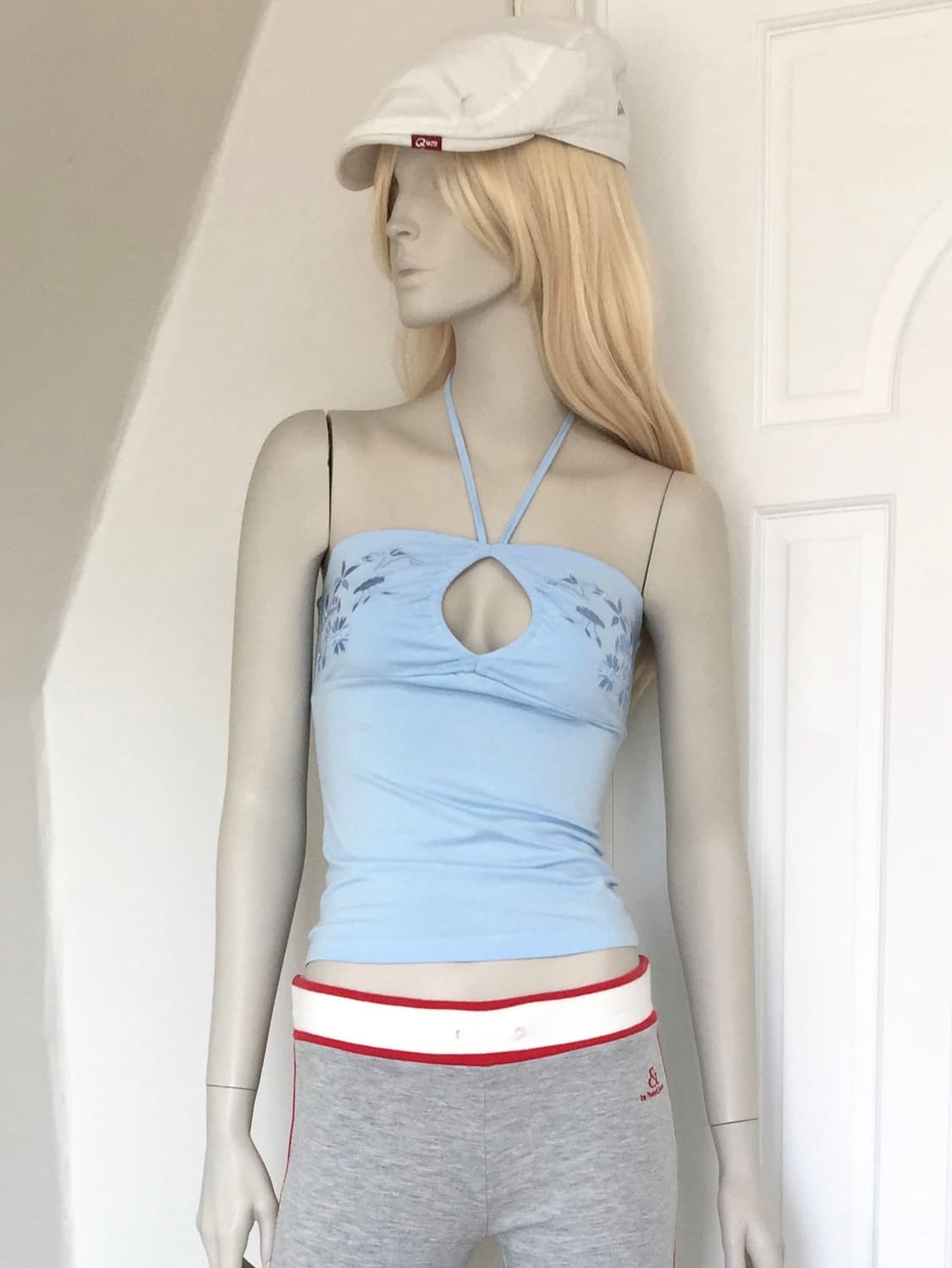 Guess Babyblue Embroidered Halter Top 상품이미지1