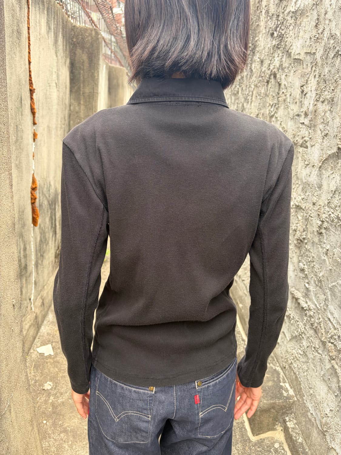 Armani Jeans 빅 로고 패치 골지 투웨이 집업 자켓 M 상품이미지7
