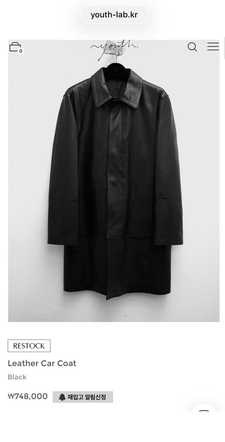 유스 레더 카코트 youth  Leather Car Coat 블랙 s 상품이미지1