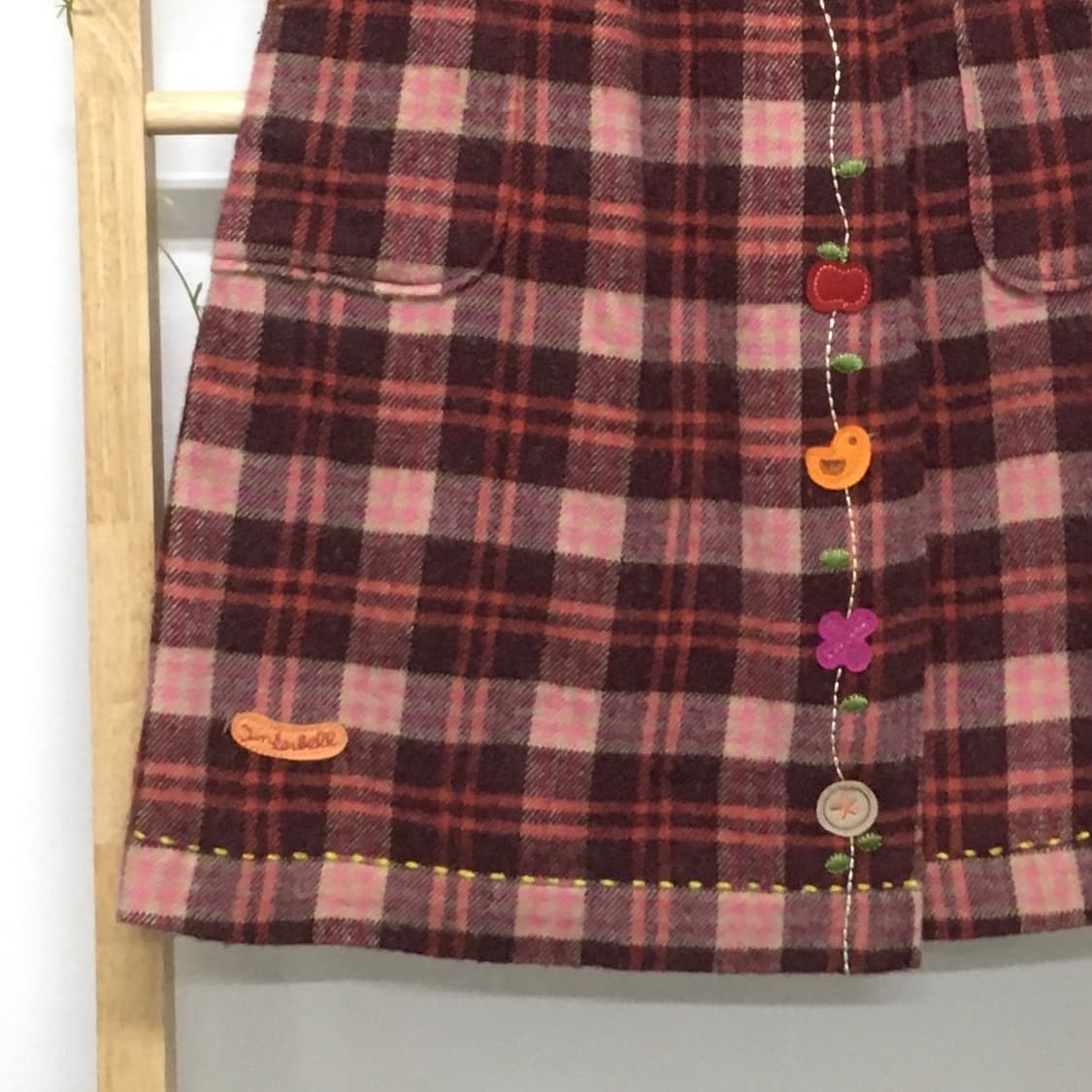 JPN/ 패치스커트 러블리스커트 스티치스커트 체크스커트 미디스커트 모리 상품이미지6