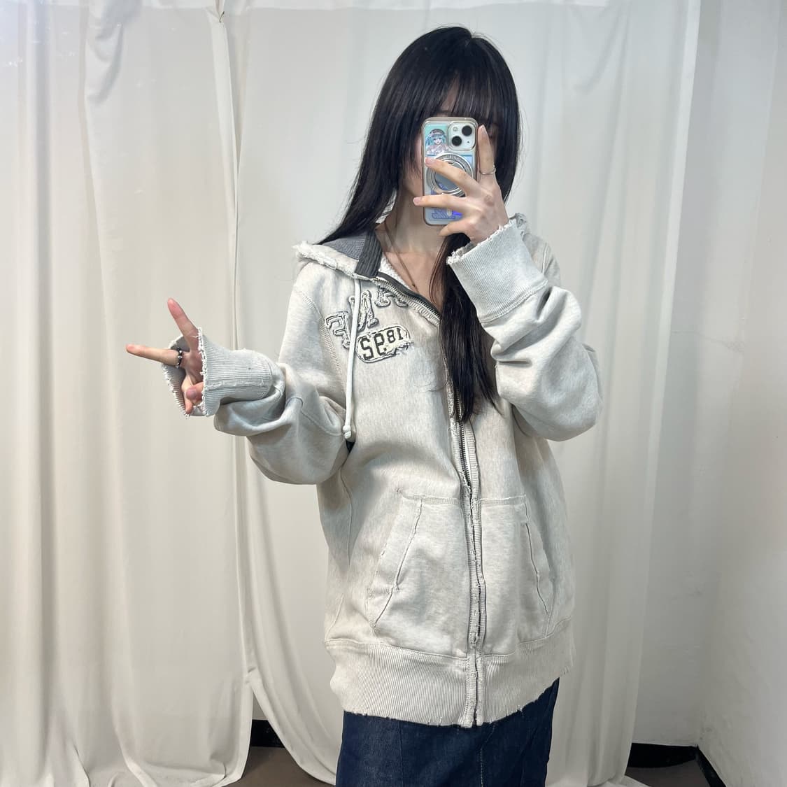 Abercrombie melange grey zip-up hoodie 상품이미지2