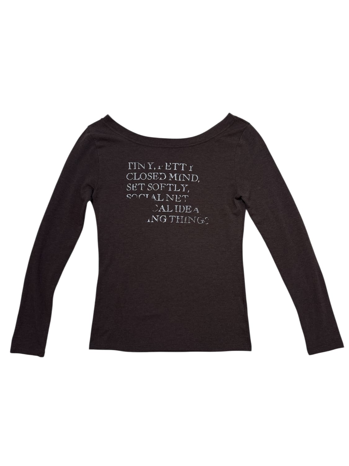 브라운 레터링 오프숄더 긴팔 티셔츠 상품이미지3