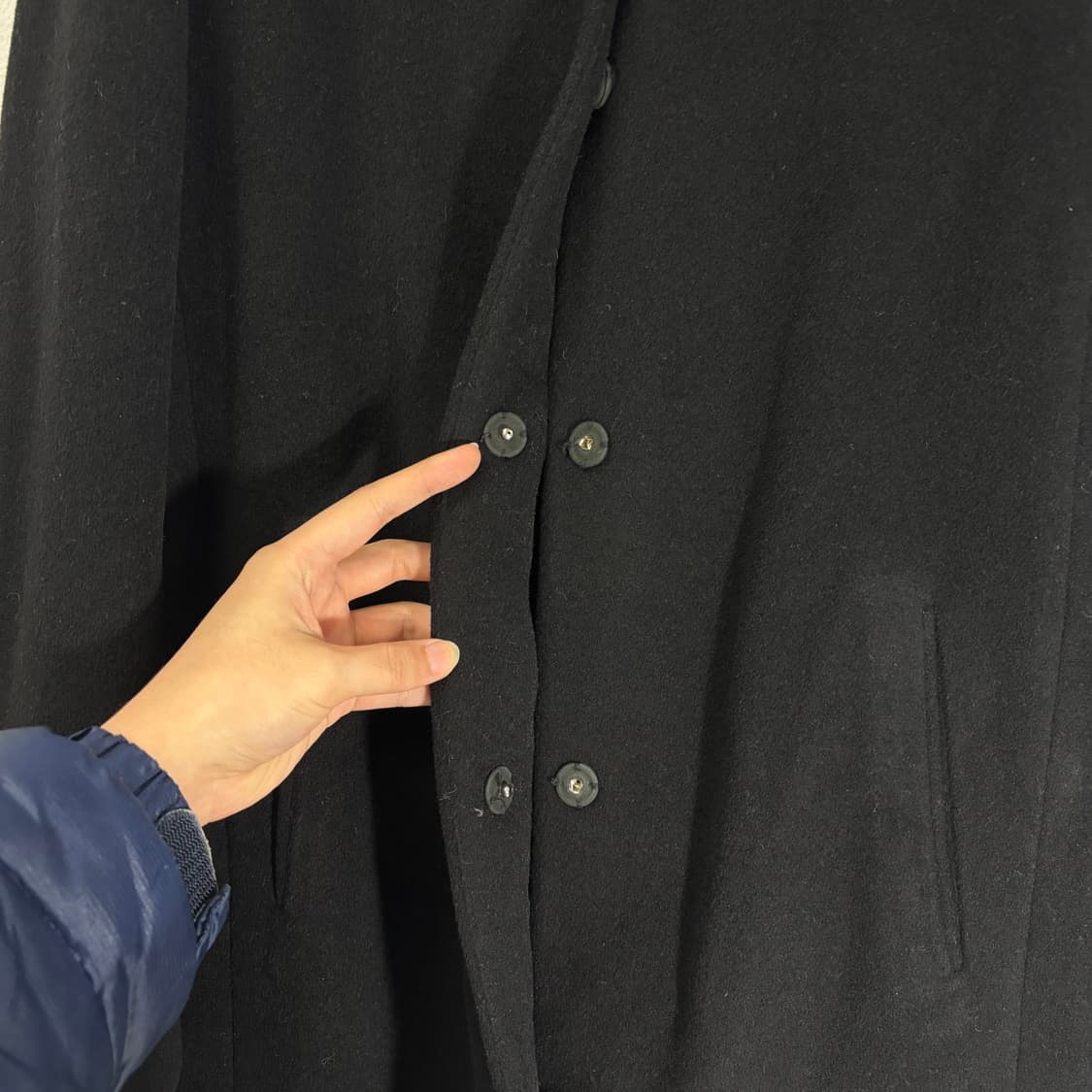 우먼M 유나이티드 베네통 블랙 울 싱글롱코트 상품이미지2