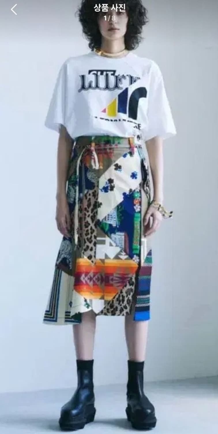 SACAI x HANK WILLIS THOMAS 언발란스 믹스 스커트 상품이미지2