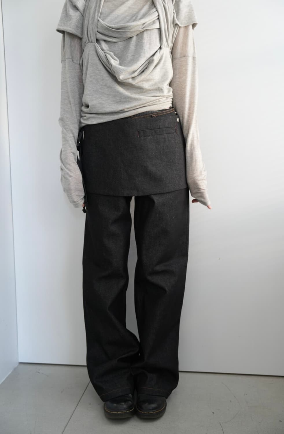 인앤양인하모니 데님&스커트 Denim skirt pants, black 상품이미지3