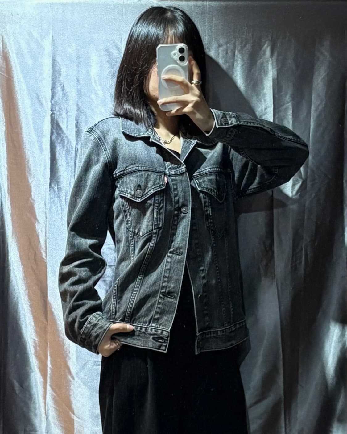 M 리바이스 투포켓 워싱 블랙 데님자켓 상품이미지1