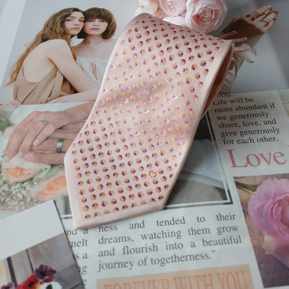 밀라 숀 실크 오렌지 도트 패턴 넥타이 9.2cm A+등급 A19735 상품이미지2