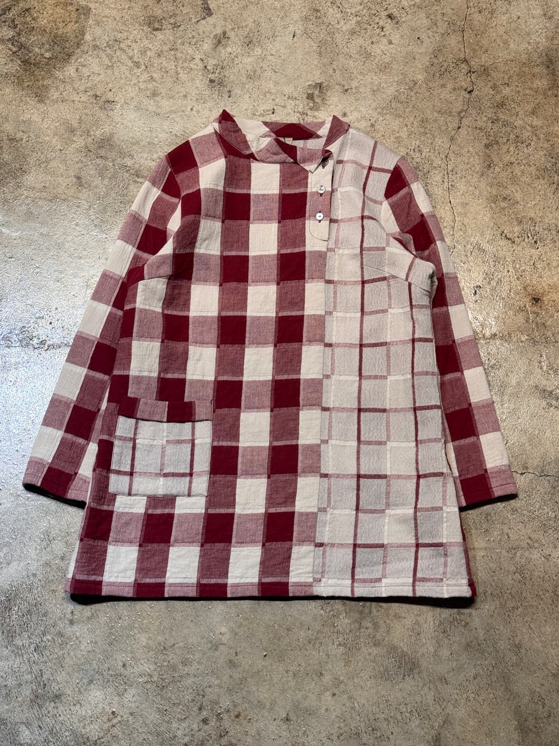 44-55 ) acha Panel Check Tunic Shirt 상품이미지1