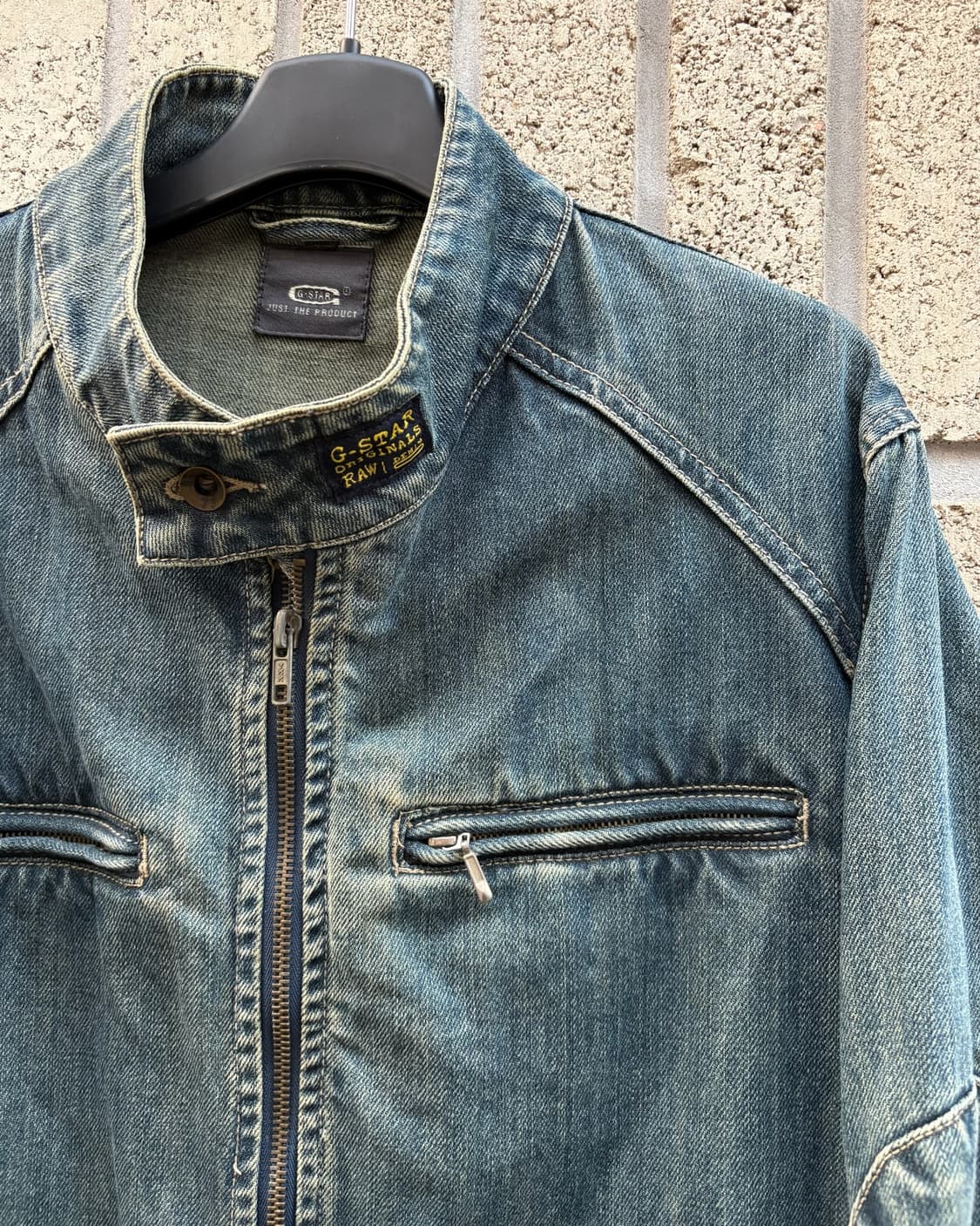 지스타 로우 워싱 그런지 데님 바이커자켓 상품이미지3