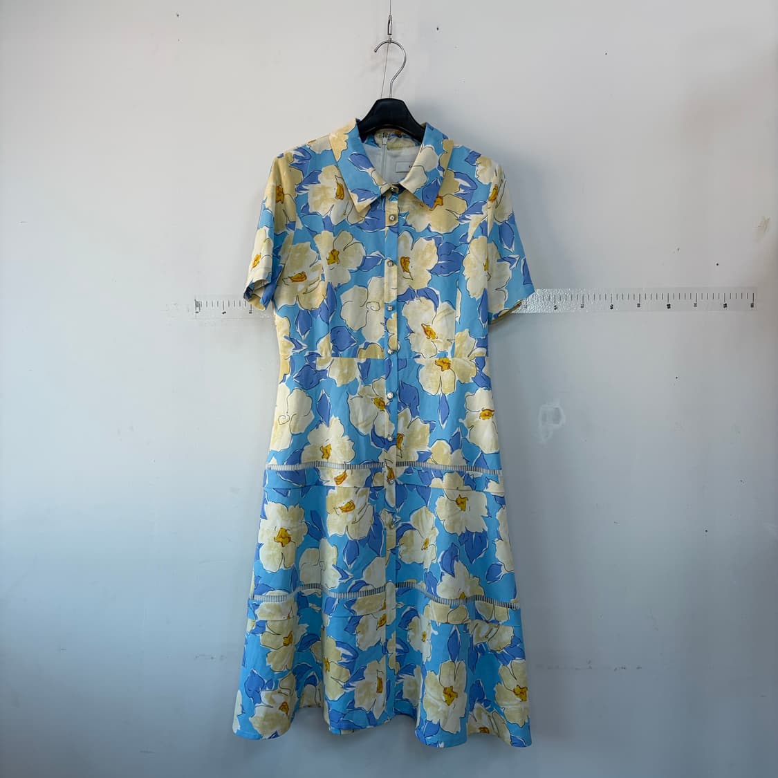 샤틴 플라워 패턴 반팔 롱 원피스 상품이미지1