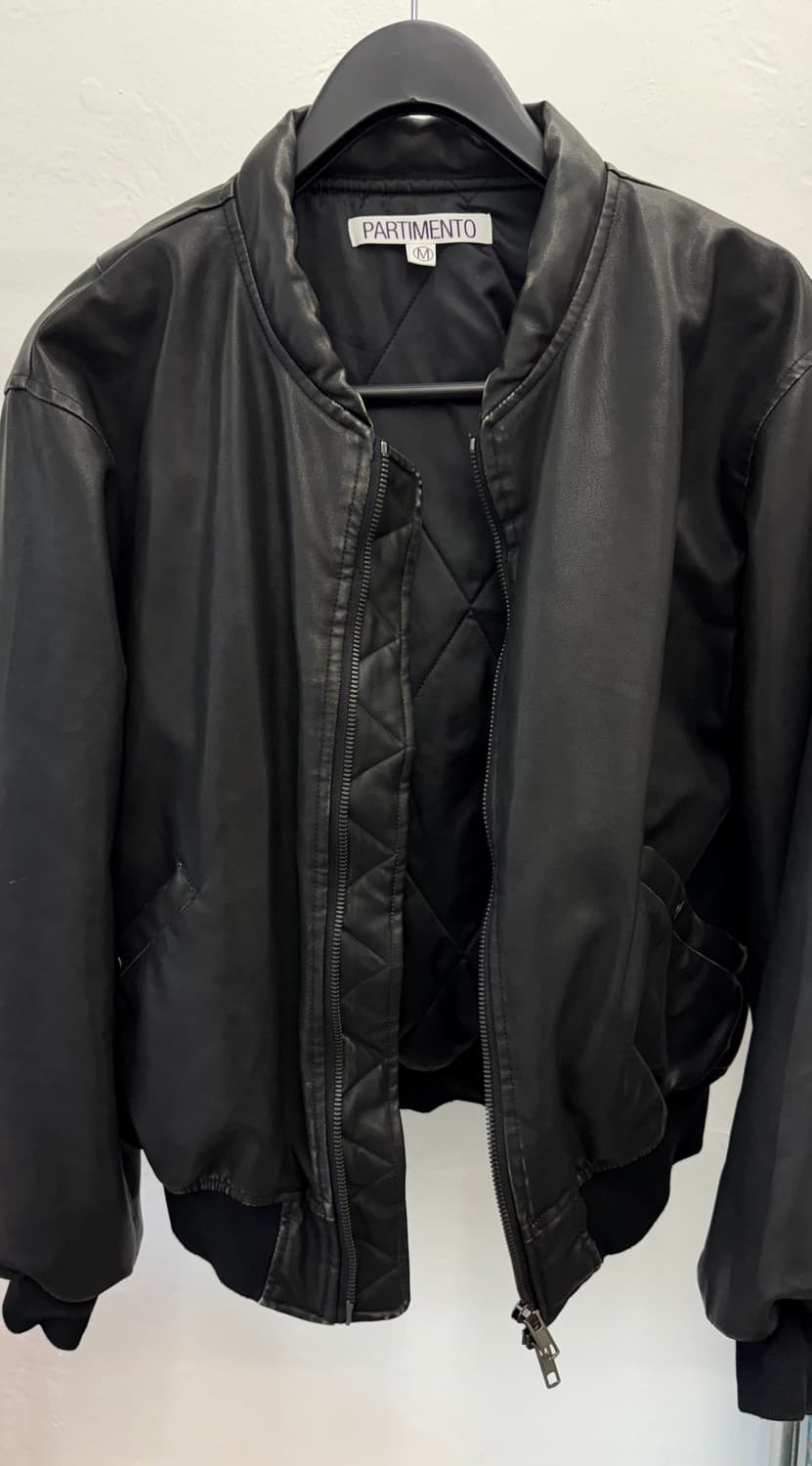 파르티멘토 3M 신슐레이트 VTG 워시드 레더 MA-1 블루종 블랙 상품이미지2