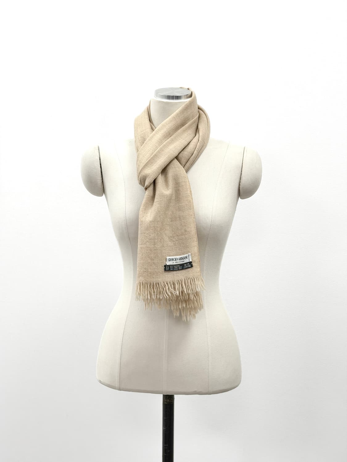 조르지오 아르마니 캐시미어 울 스카프 베이지 상품이미지2