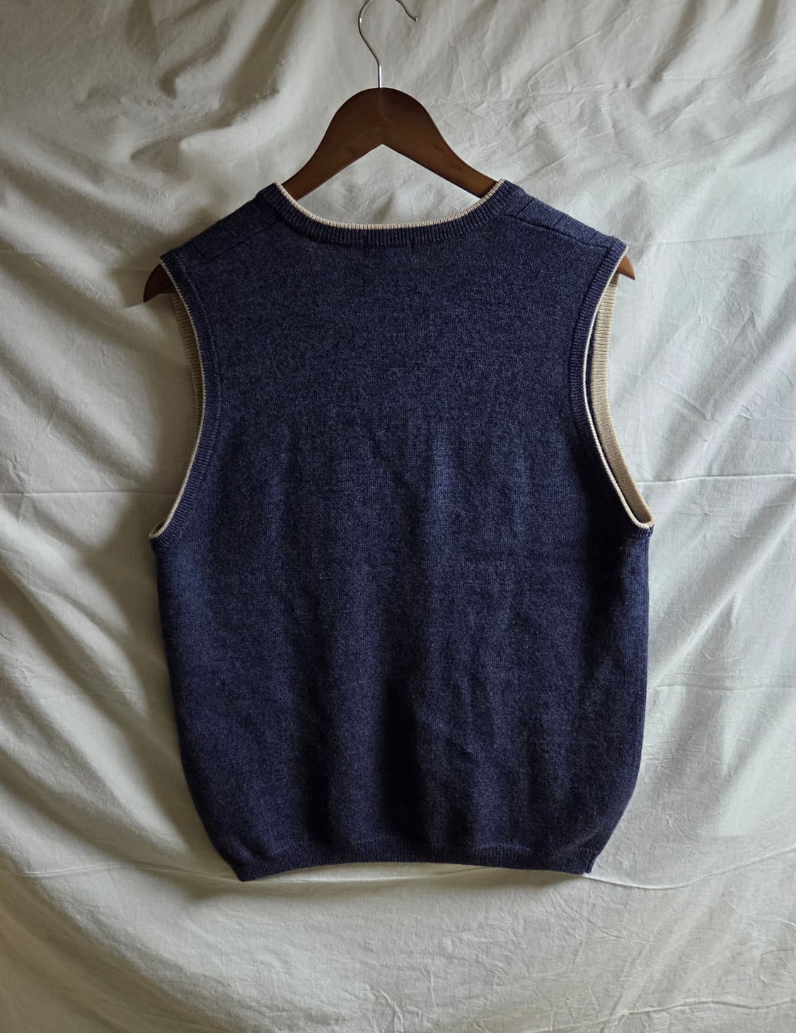 Wilkes Bashford 배색 버튼 니트 베스트 네이비 L 100 상품이미지2