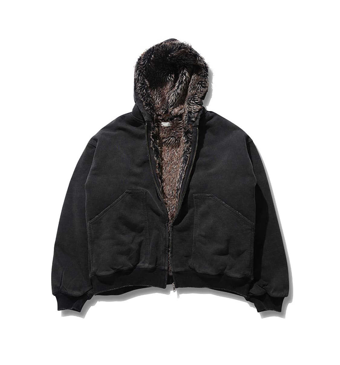 [L] DanciDone Old Kanye Faux 퍼 봄버자켓 블랙 상품이미지1