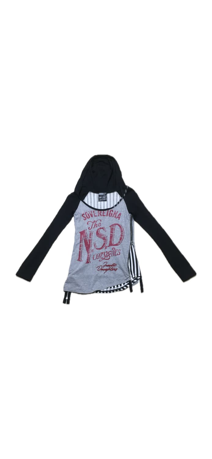 일본빈티지 갸루 지퍼 디테일 후드 탑 상품이미지1